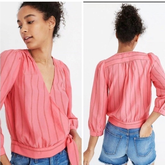 Madewell Tops - Madewell Wrap Top in Cecilia stripe size small